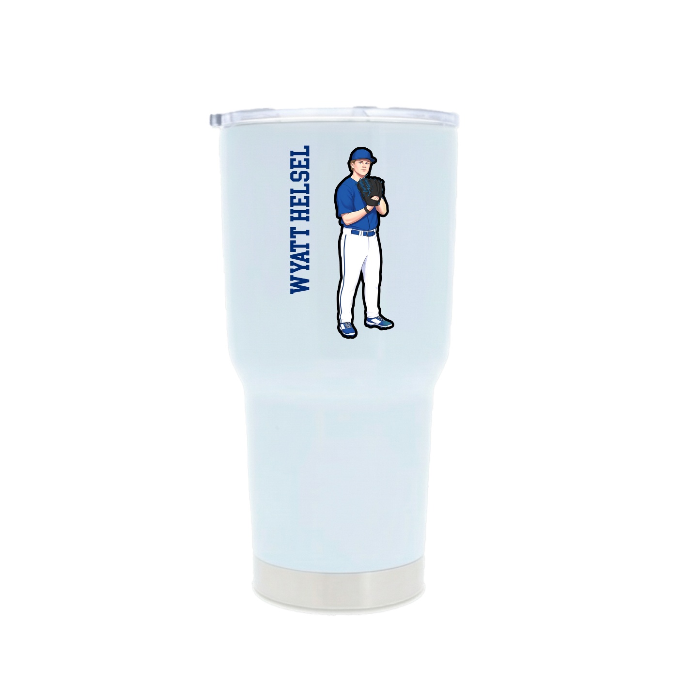 30oz Stainless Steel Tumbler — Name Vertical in White