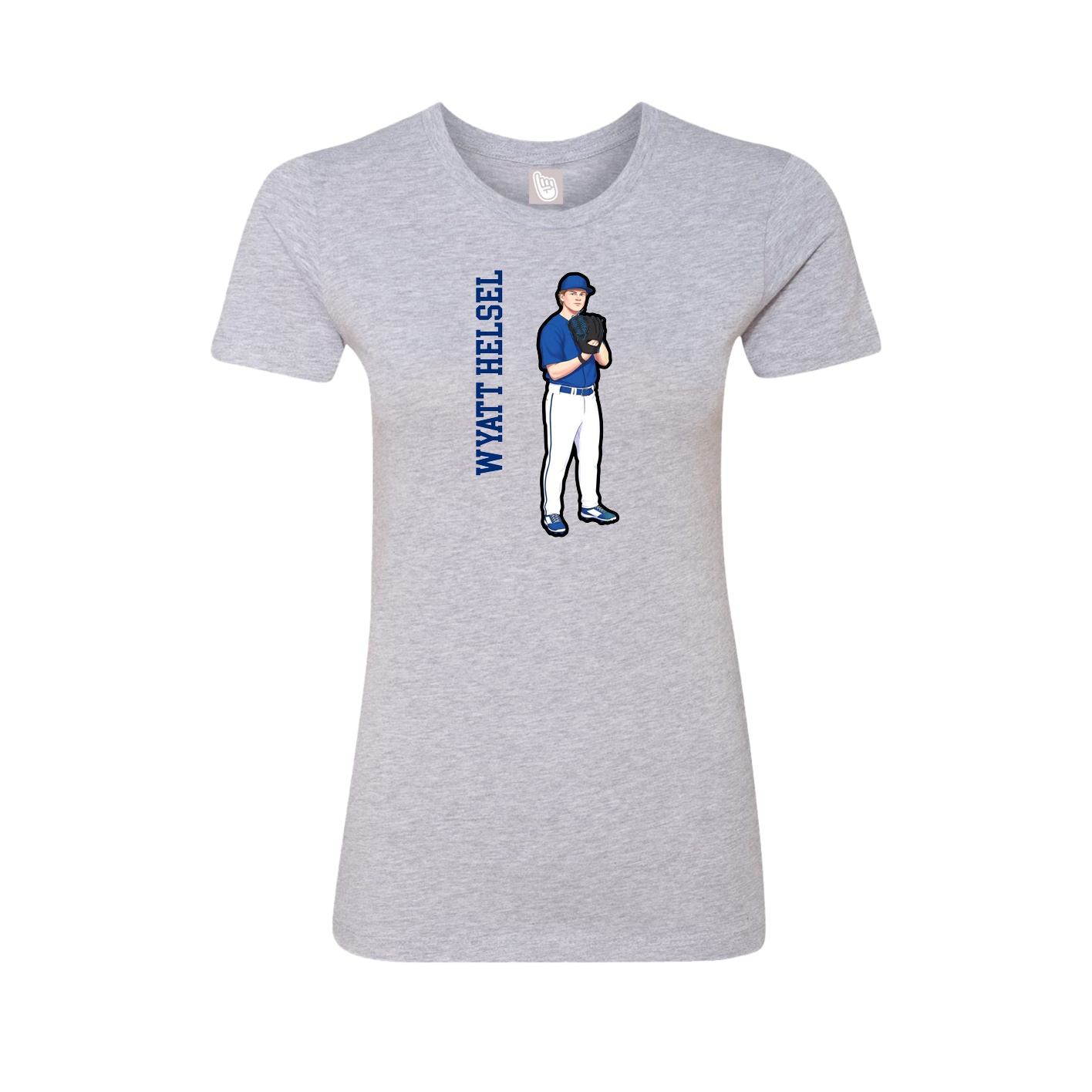 Fitted Women's Tee — Name Vertical in Grey