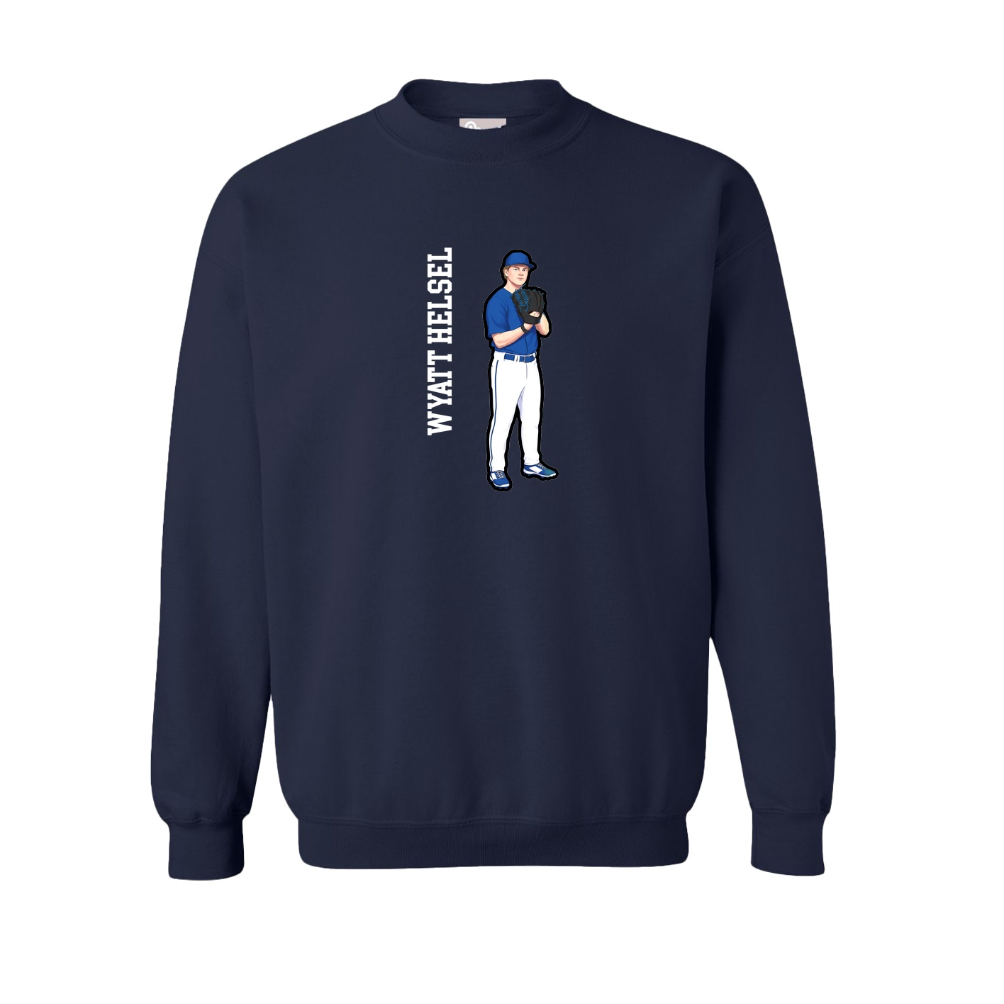 Fleece Crew — Name Vertical in Navy