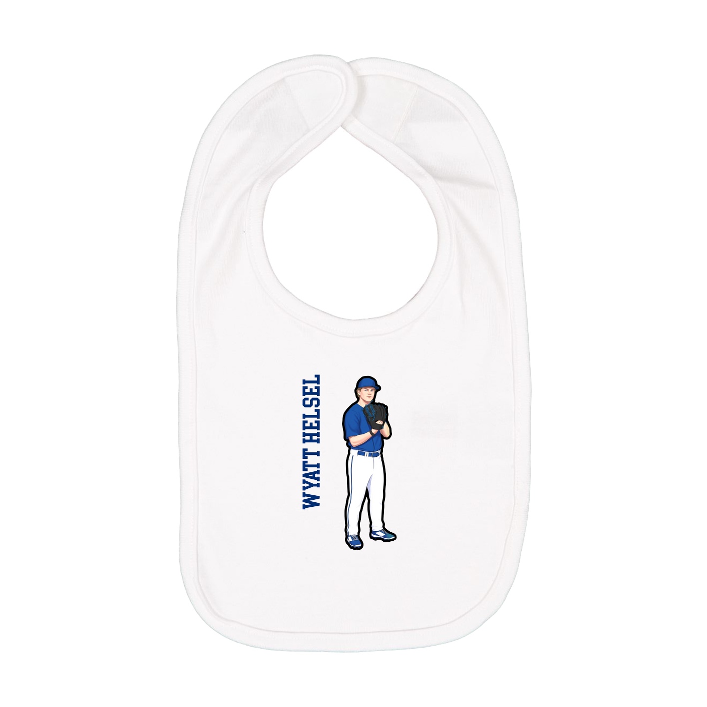 Infant Bib — Name Vertical in White