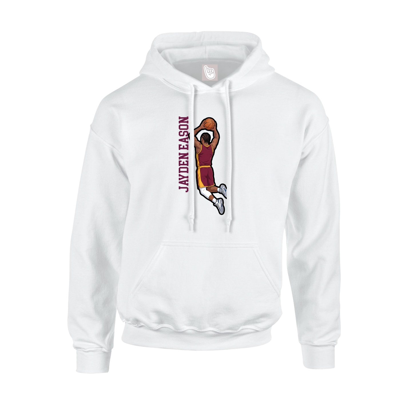 Youth Hoodie — Name Vertical in White