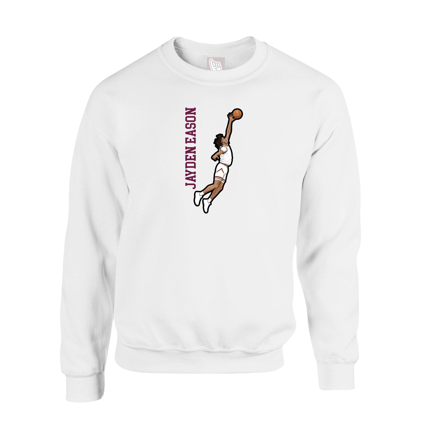 Fleece Crew — Name Vertical in White