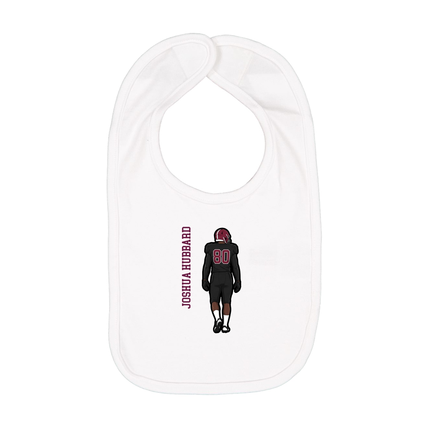 Infant Bib — Name Vertical in White