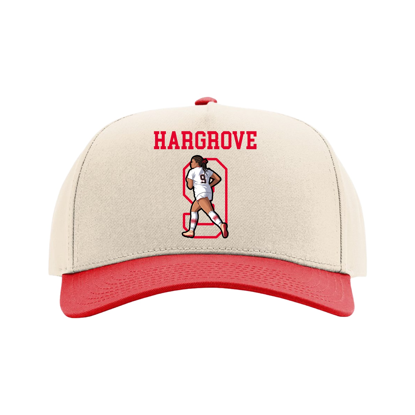 Full Fabric Five-Panel Champ Cap — Shirsey in Cream/Red