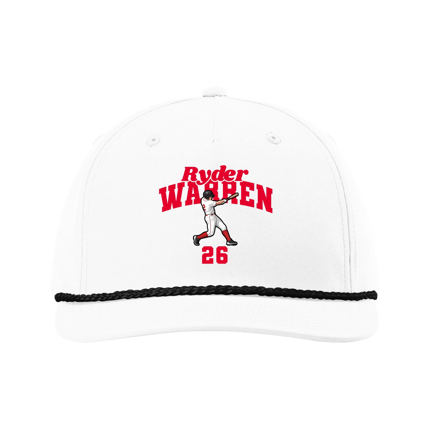 Five-Panel Classic Rope Cap — Signature Arch in White