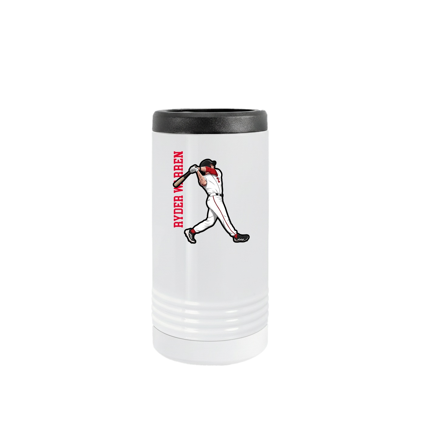 Slim Beverage Holder — Name Vertical in White