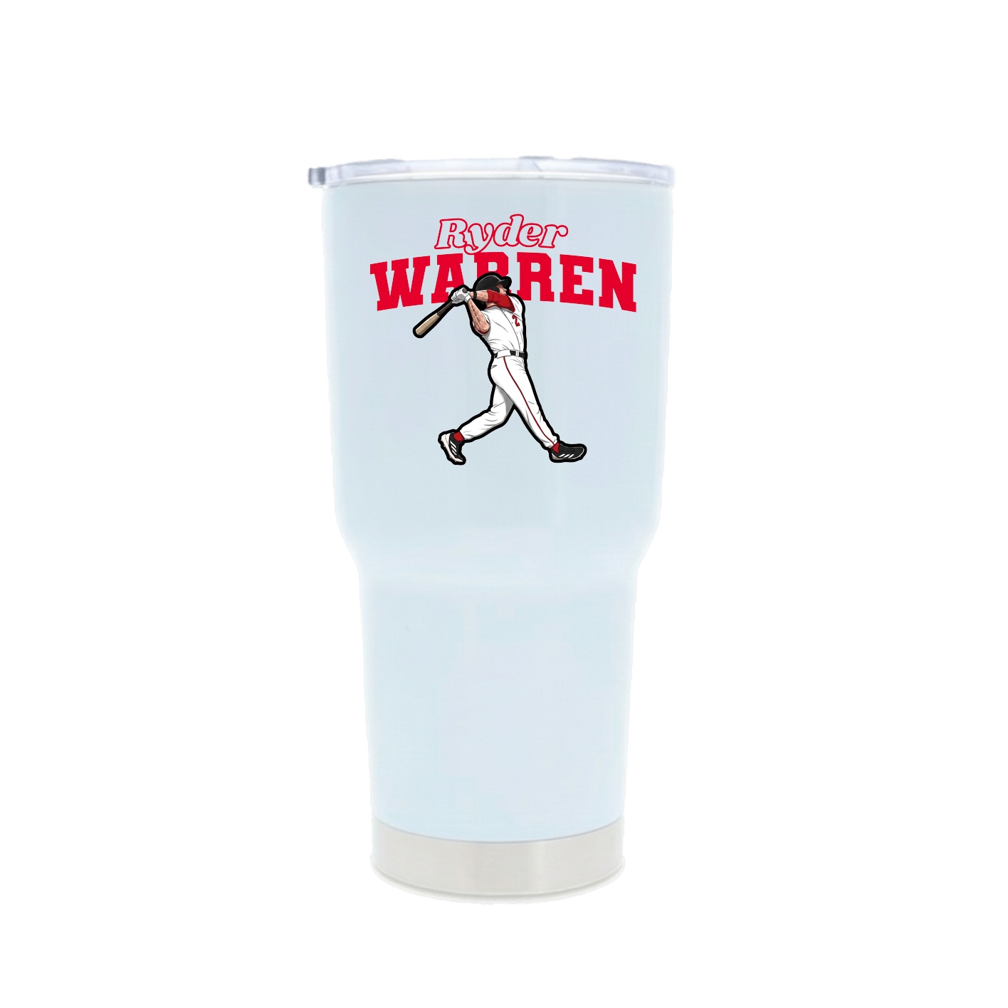 30oz Stainless Steel Tumbler — Name Arch in White