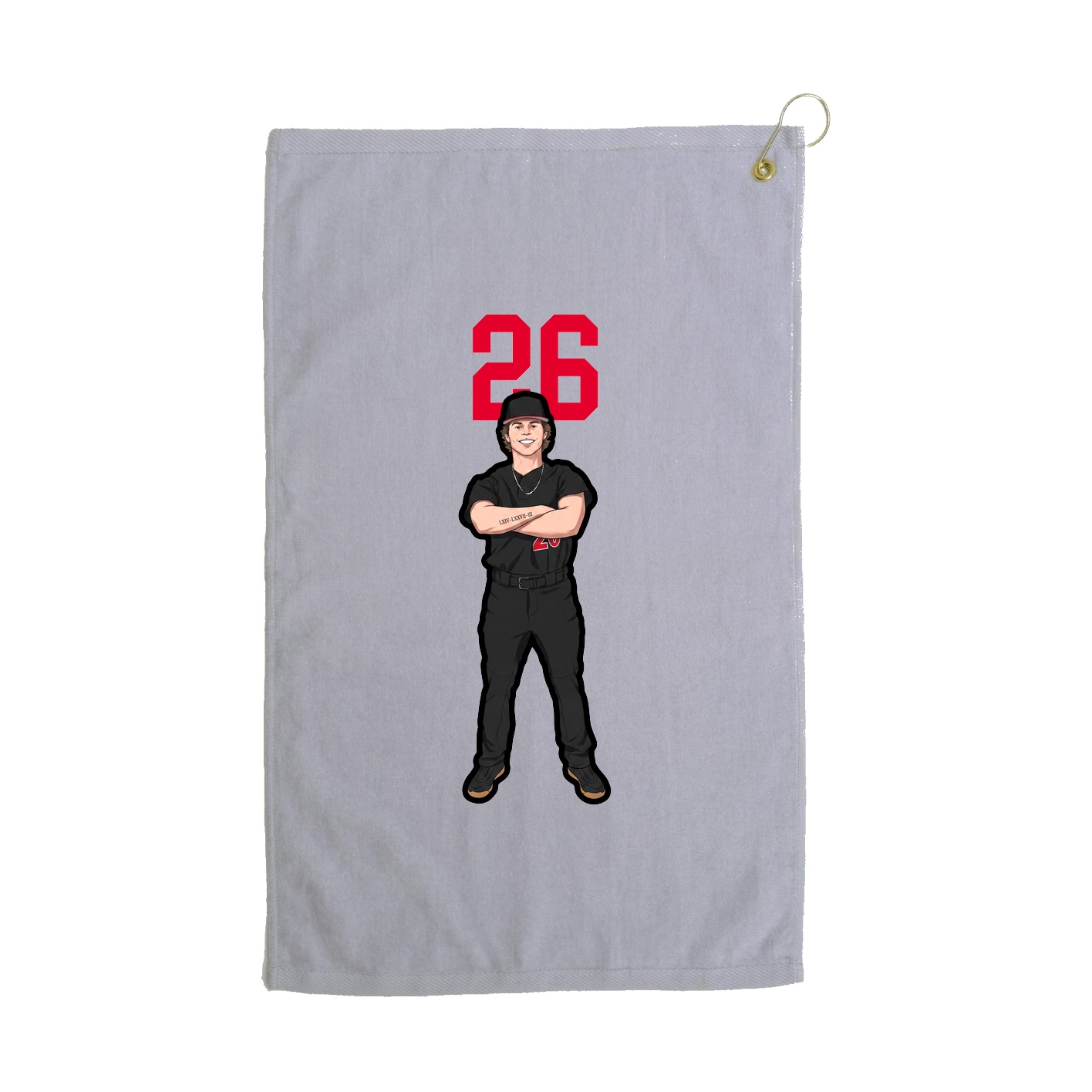 Golf Towel — Number Top in Grey
