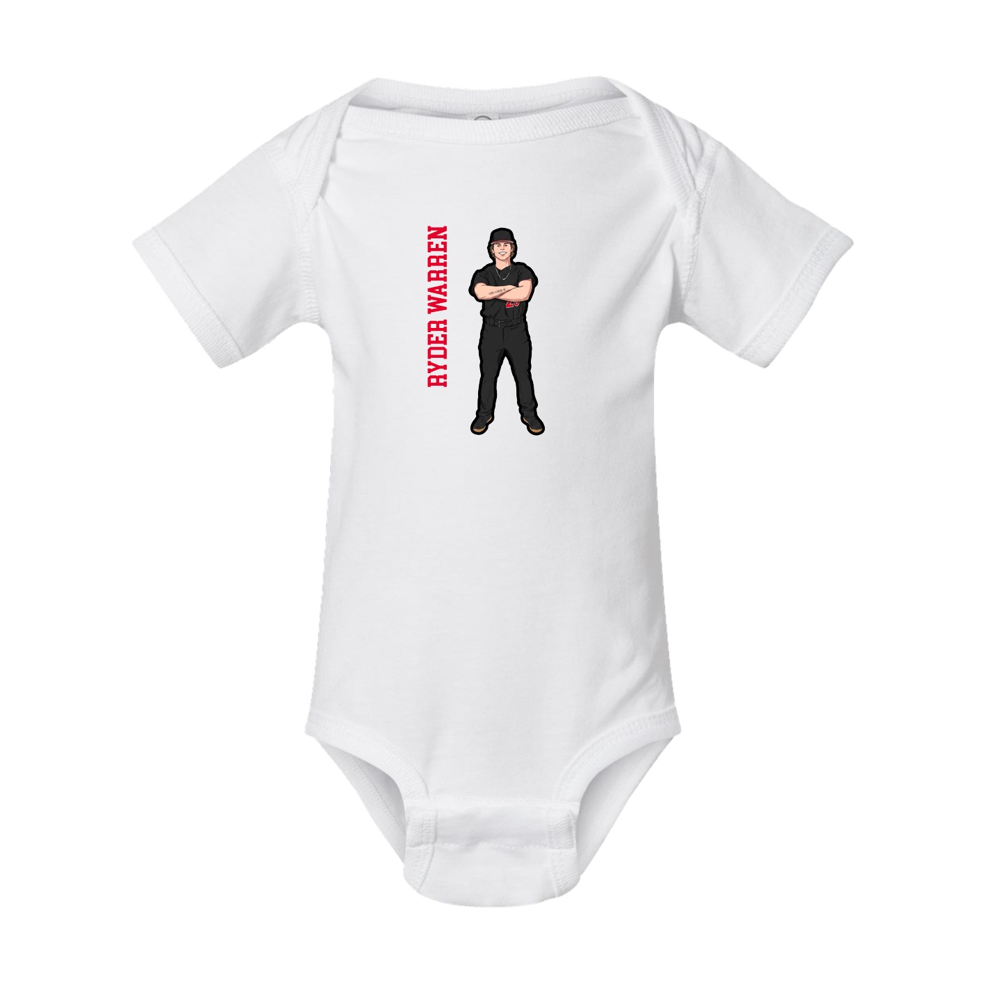 Baby Onesie — Name Vertical in White