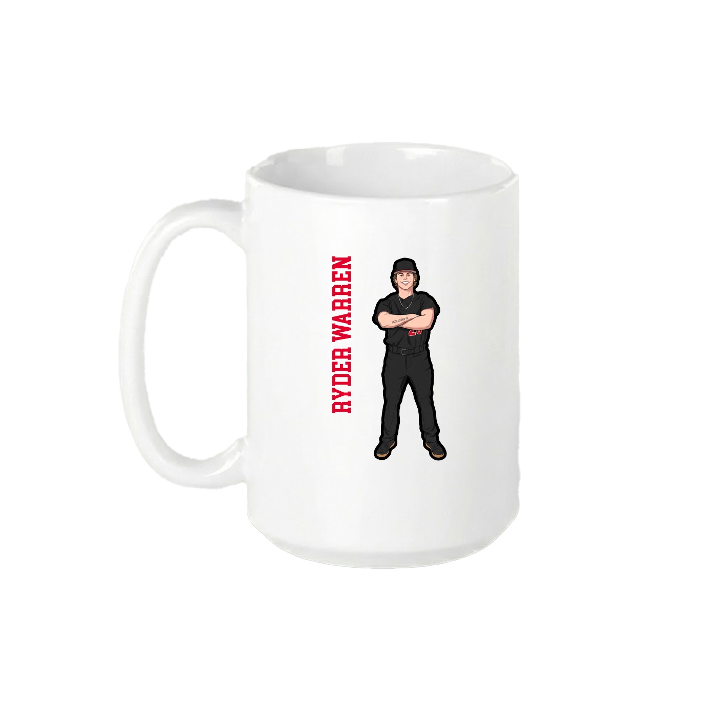15oz Coffee Mug — Name Vertical in White