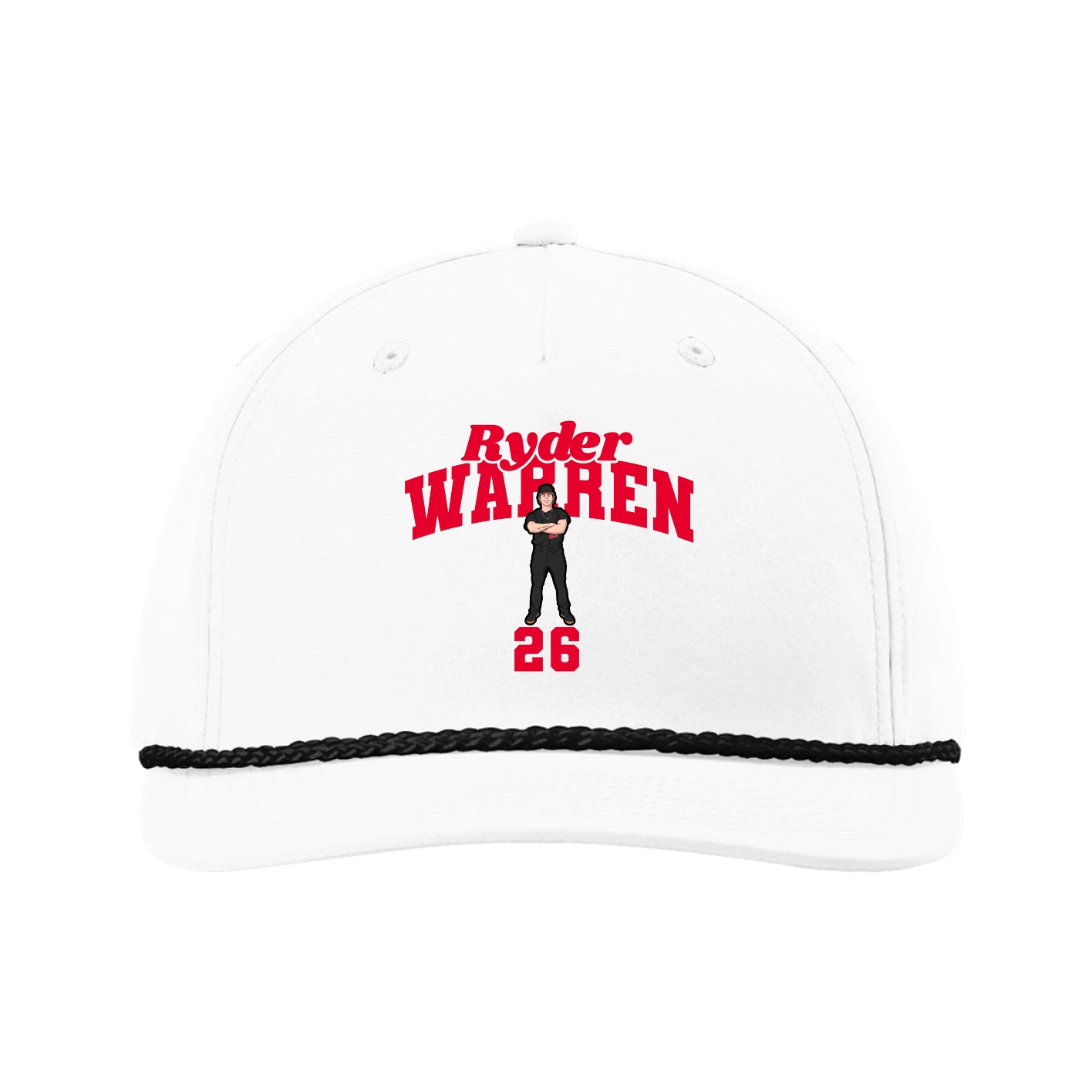 Five-Panel Classic Rope Cap — Signature Arch in White