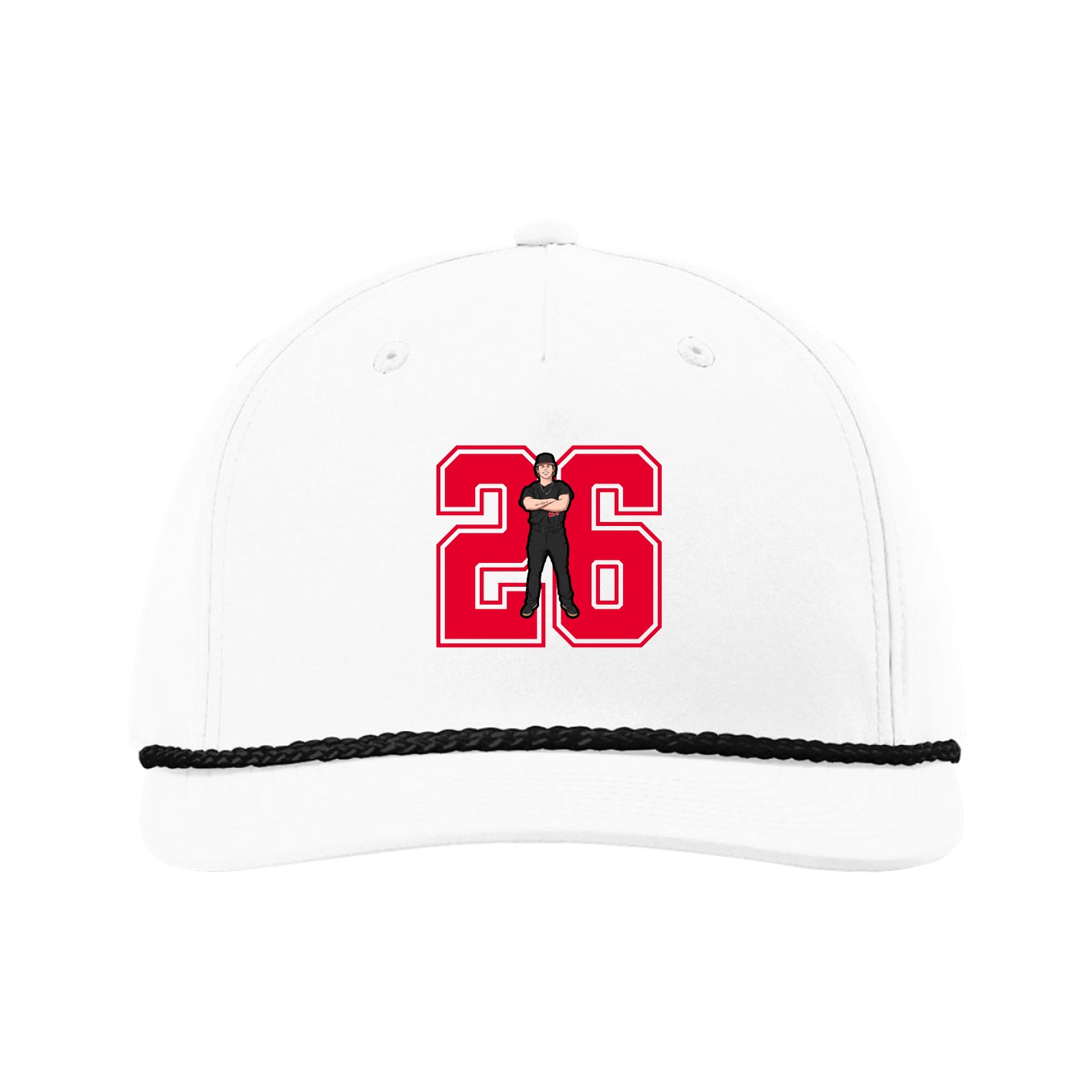 Five-Panel Classic Rope Cap — Number in White