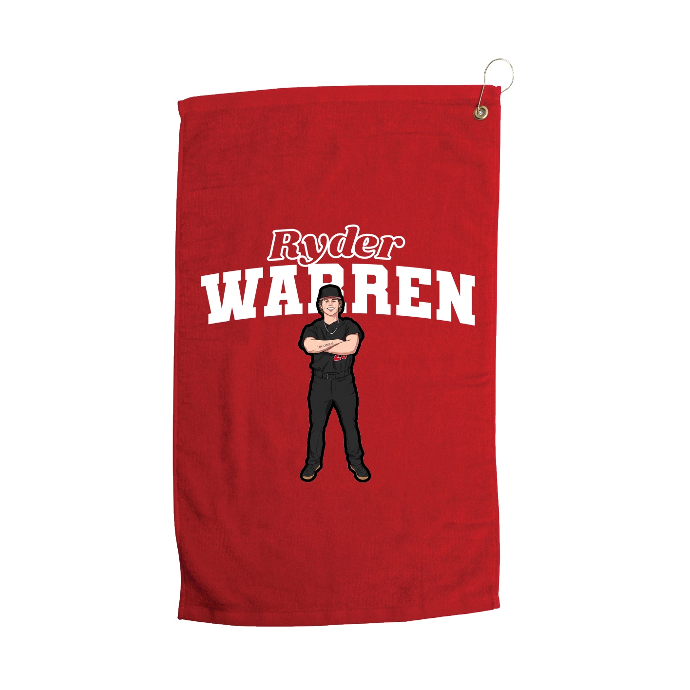 Golf Towel — Name Arch in Red