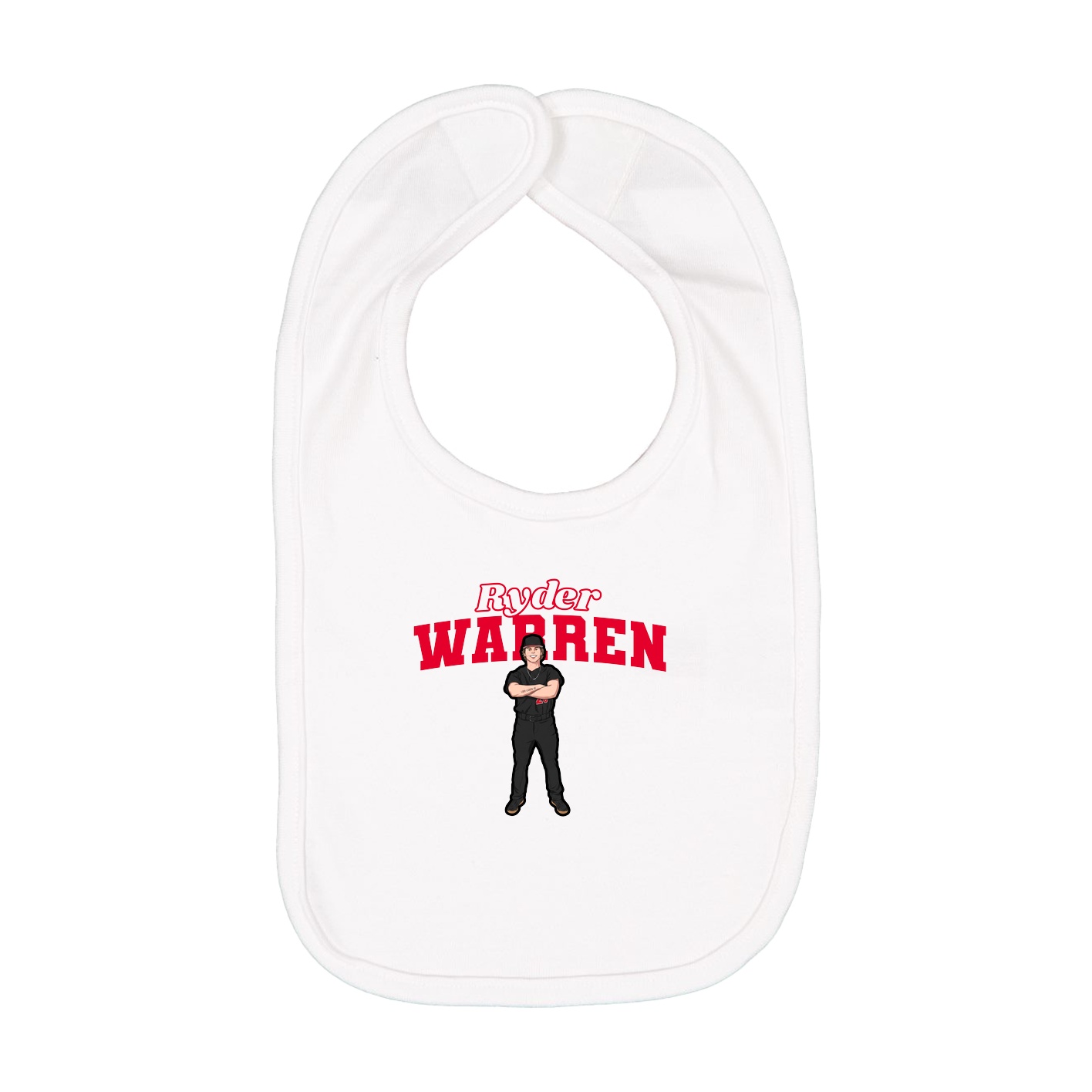 Infant Bib — Name Arch in White