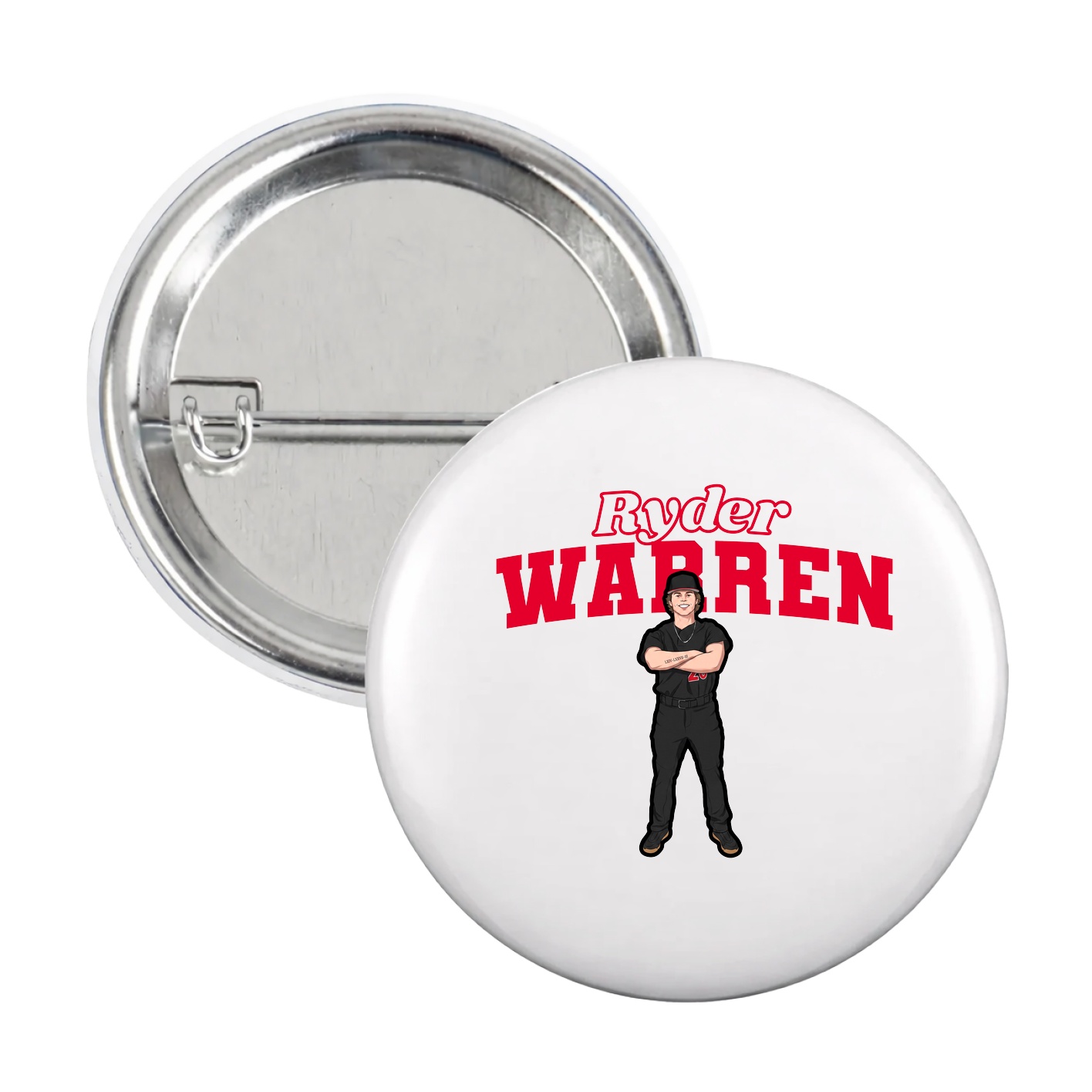 Game Day Button — Name Arch in White