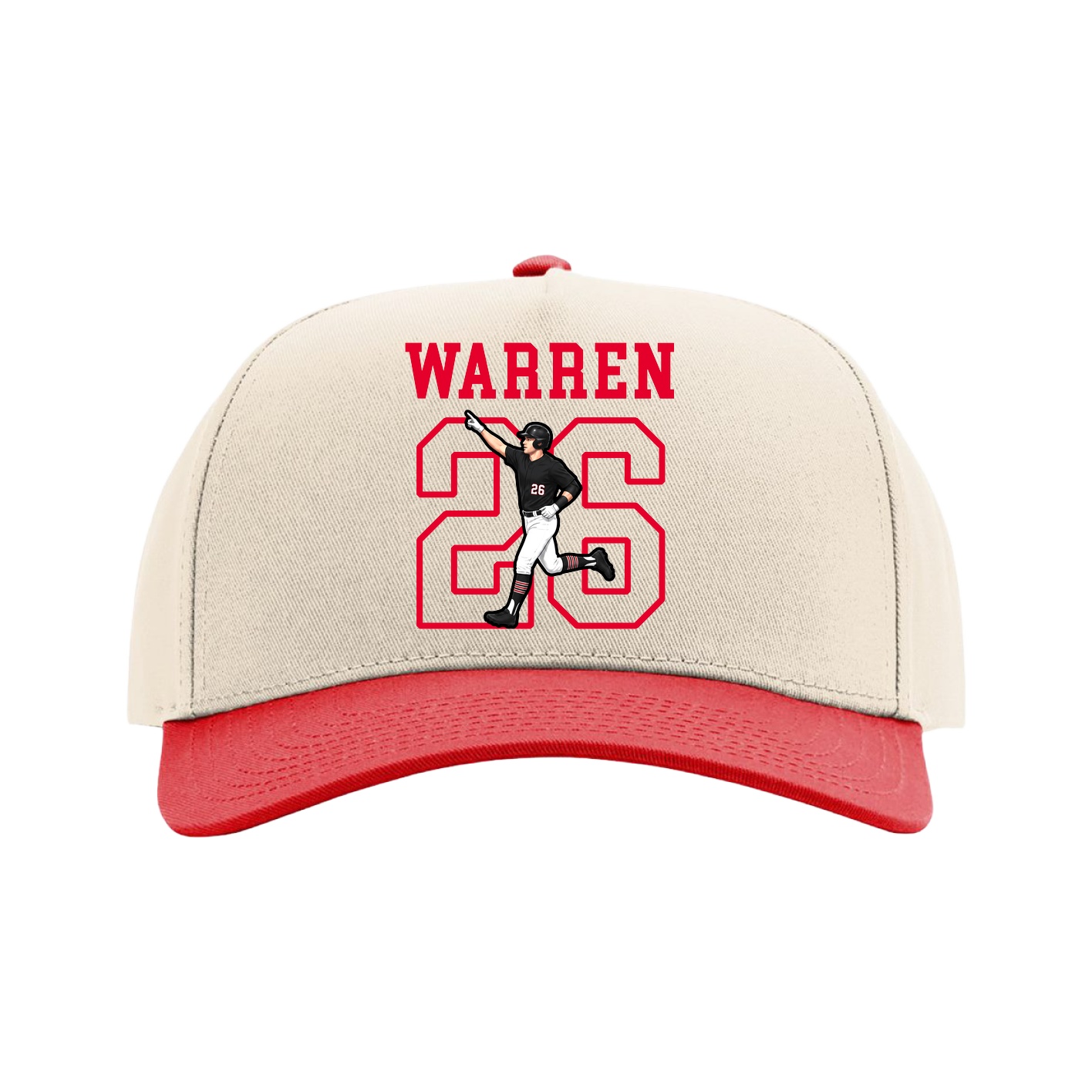 Full Fabric Five-Panel Champ Cap — Shirsey in Cream/Red