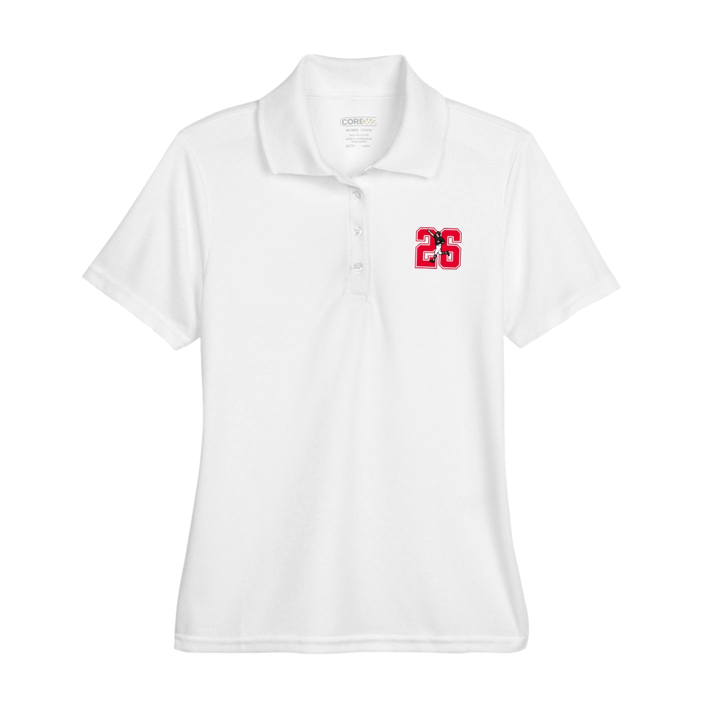 Womens Performance Polo — Number in White