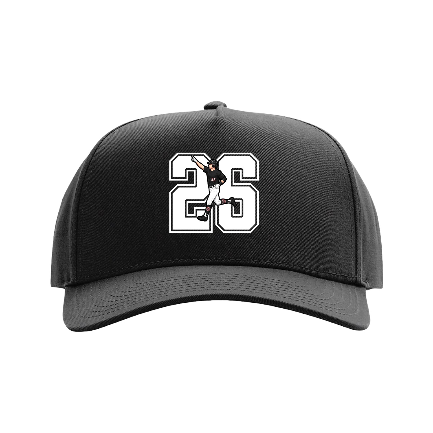 Full Fabric Five-Panel Champ Cap — Number in Black