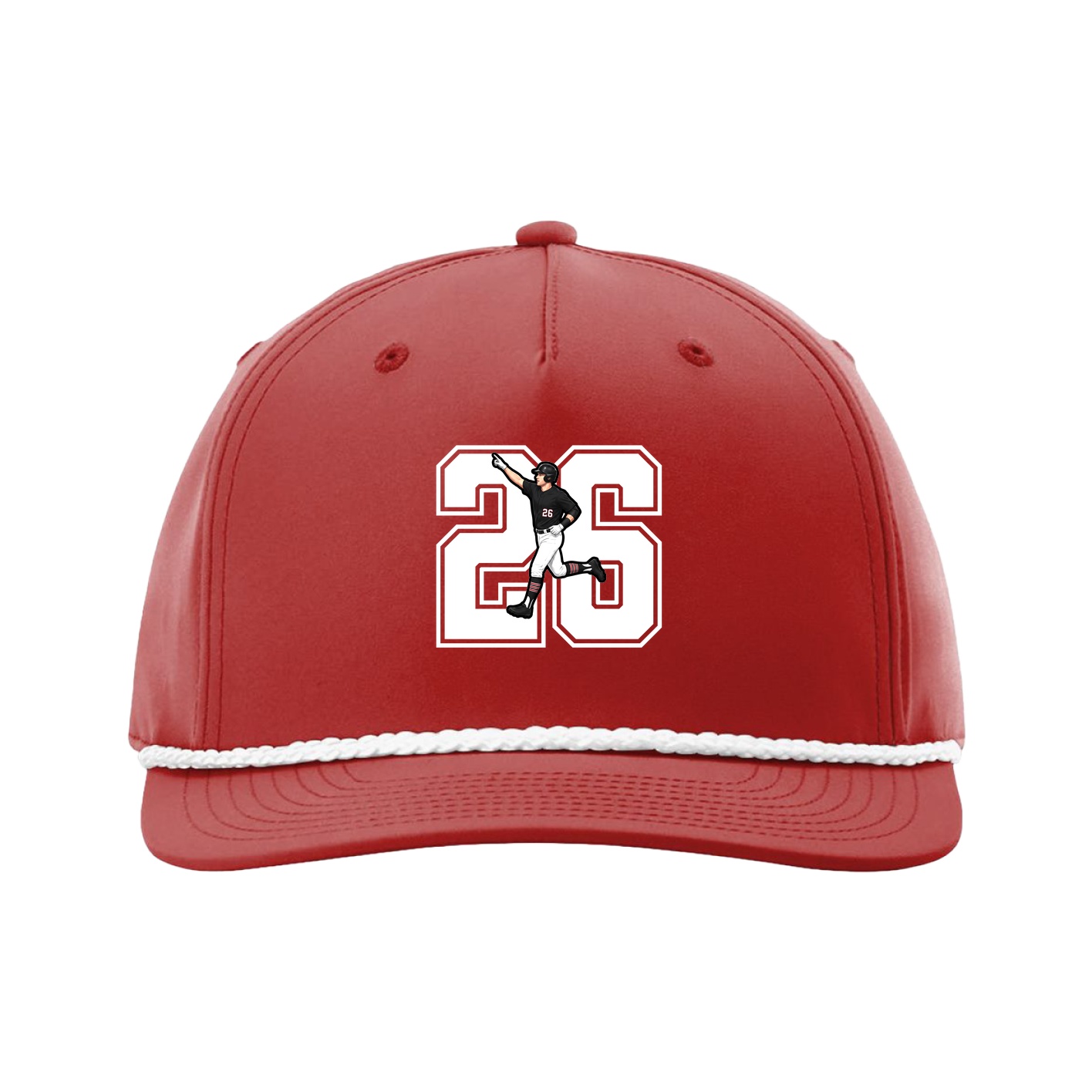 Five-Panel Classic Rope Cap — Number in Red