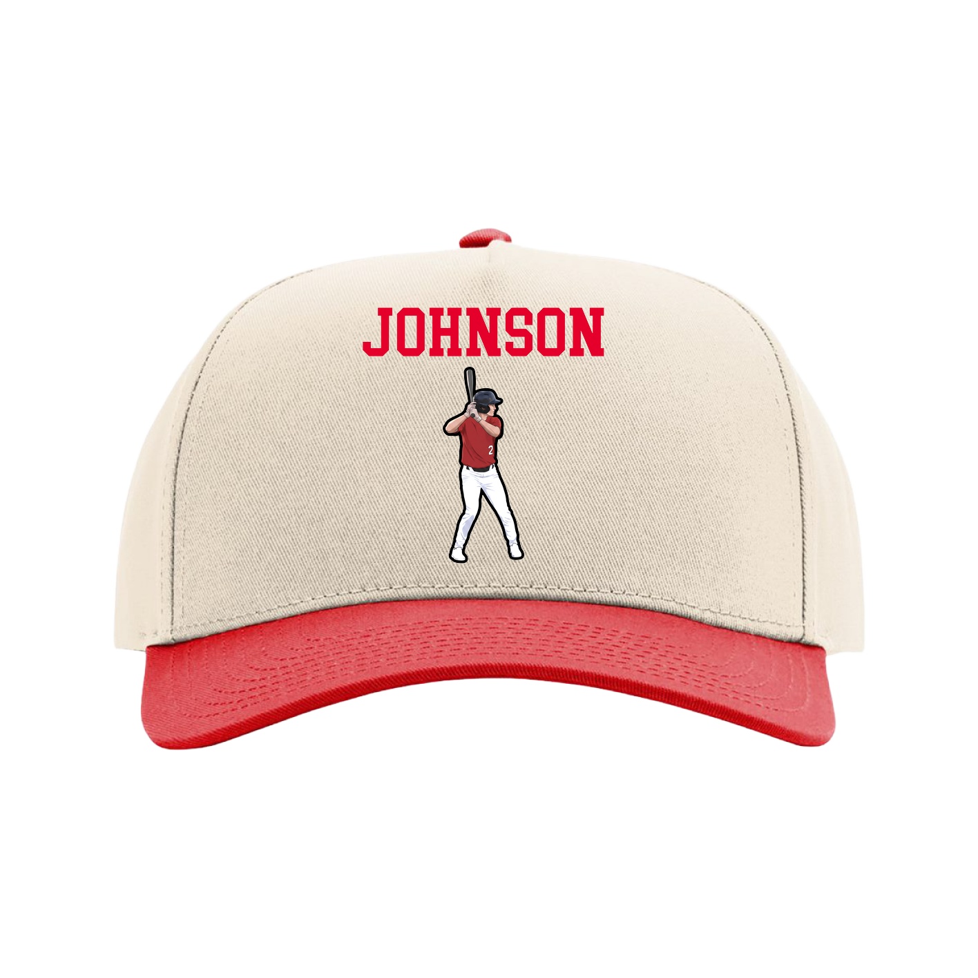 Full Fabric Five-Panel Champ Cap — Shirsey in Cream/Red