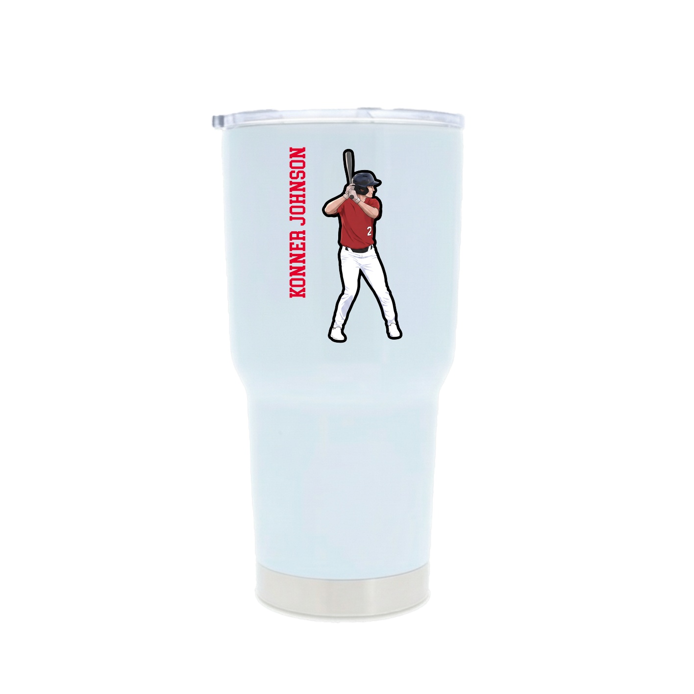 30oz Stainless Steel Tumbler — Name Vertical in White