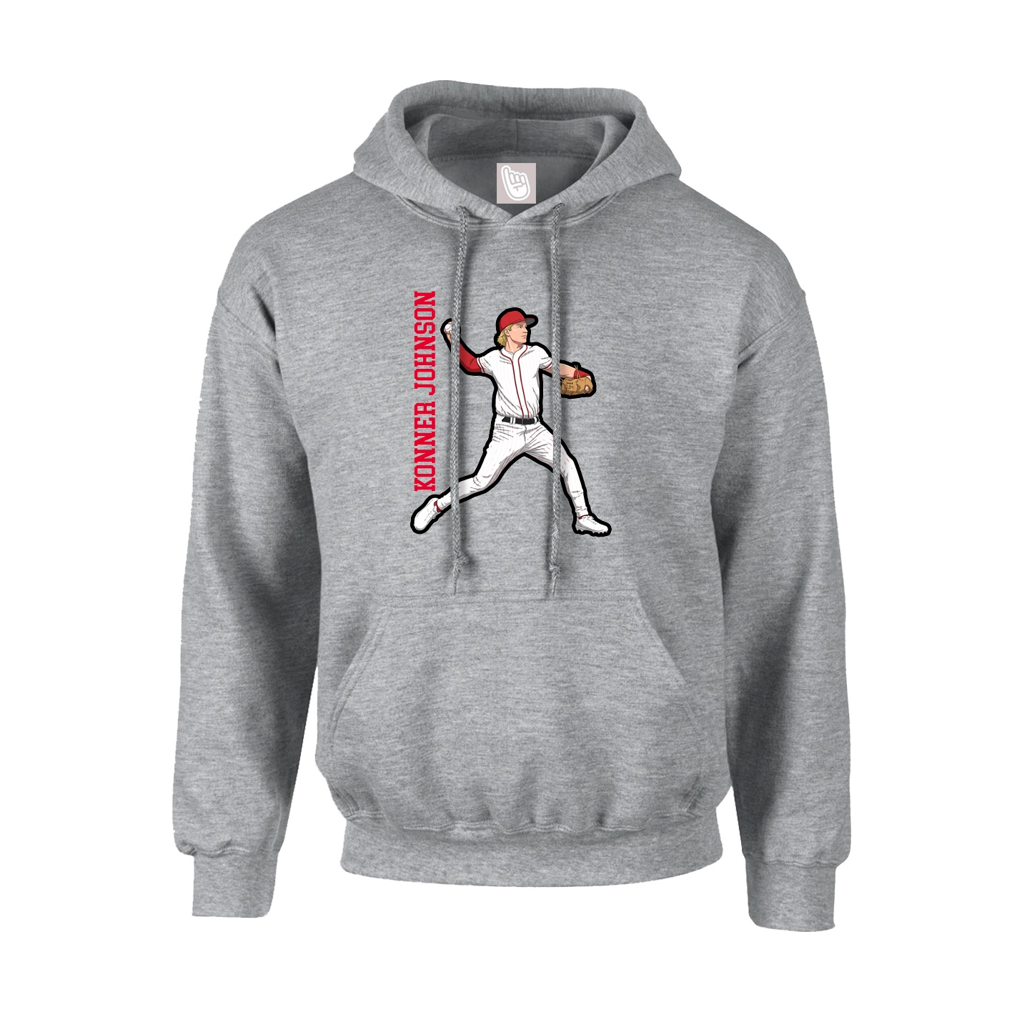 Hoodie — Name Vertical in Grey
