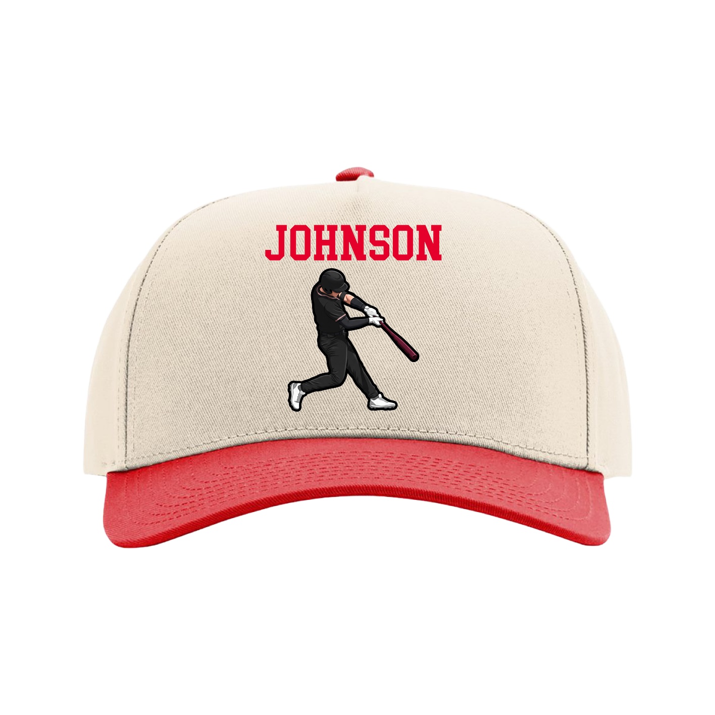 Full Fabric Five-Panel Champ Cap — Shirsey in Cream/Red