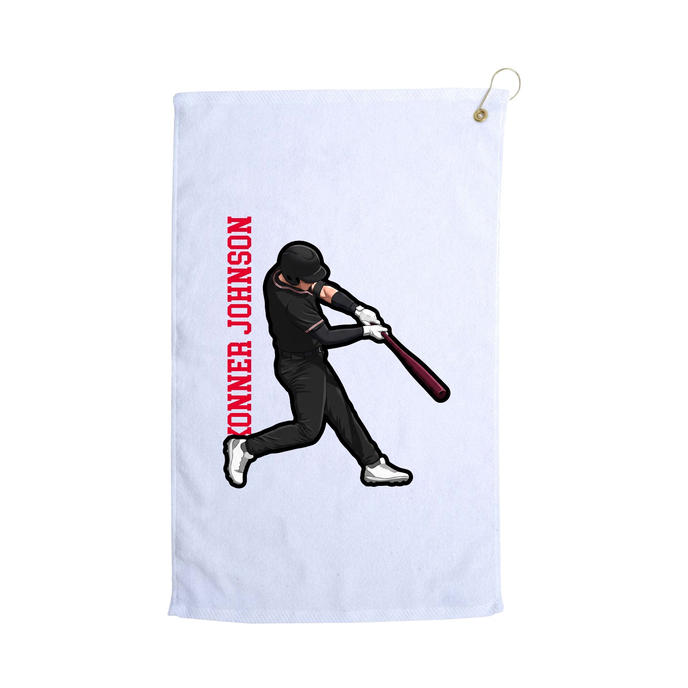 Golf Towel — Name Vertical in White