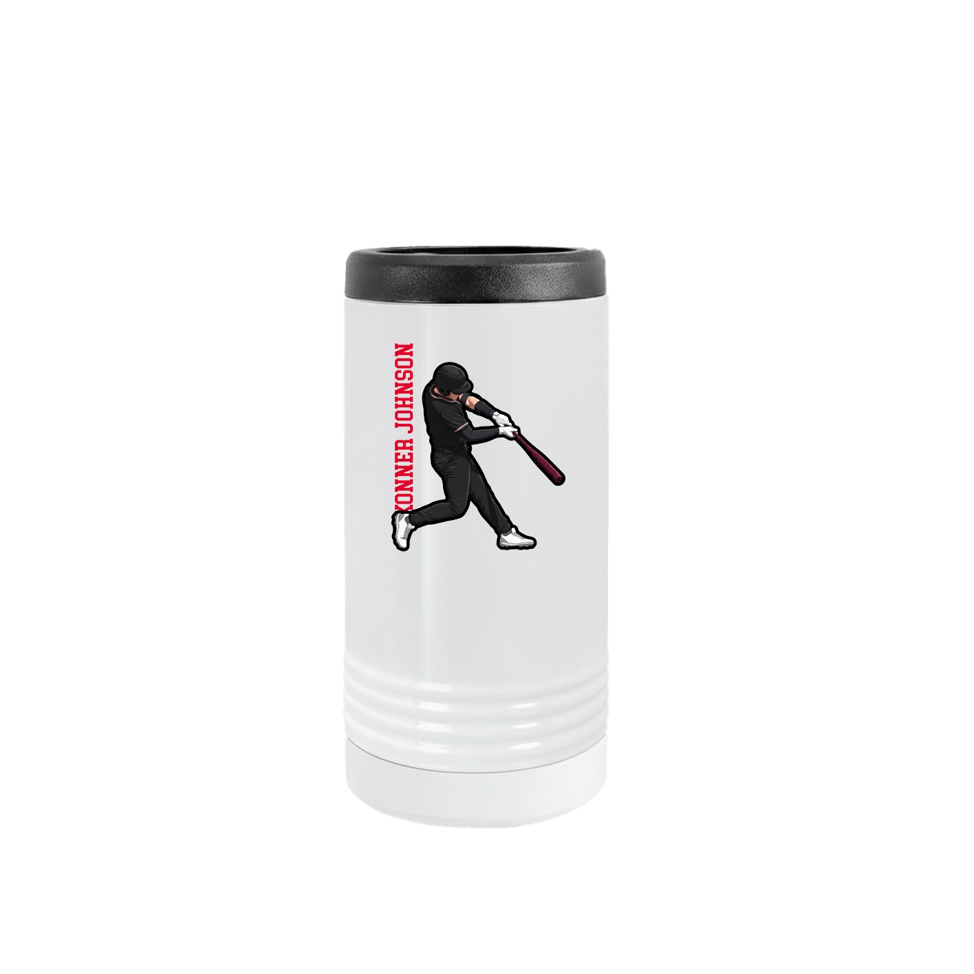 Slim Beverage Holder — Name Vertical in White