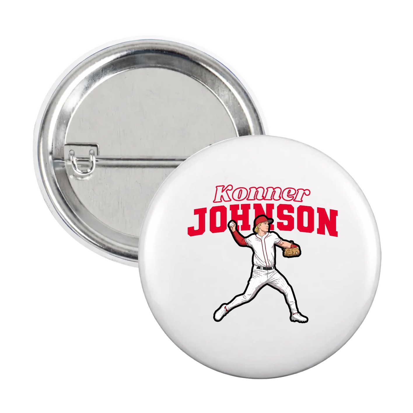 Game Day Button — Name Arch in White