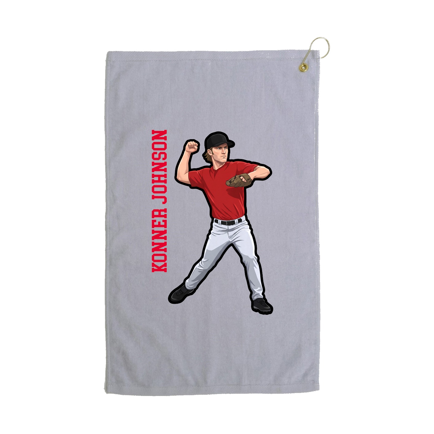 Golf Towel — Name Vertical in Grey