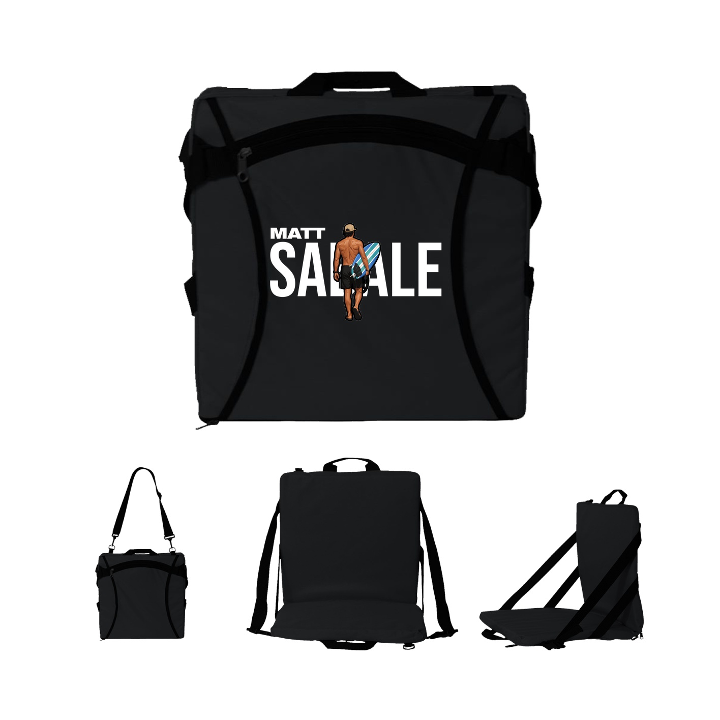 Folding Stadium Seat — Player Name in Black