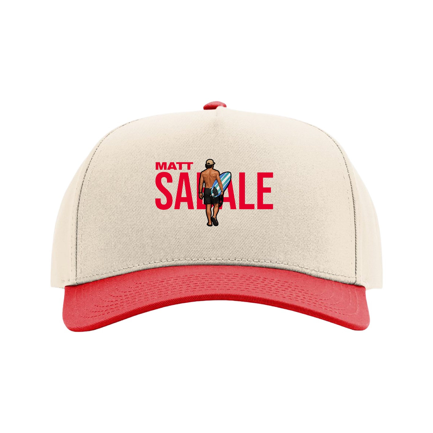 Full Fabric Five-Panel Champ Cap — Player Name in Cream/Red