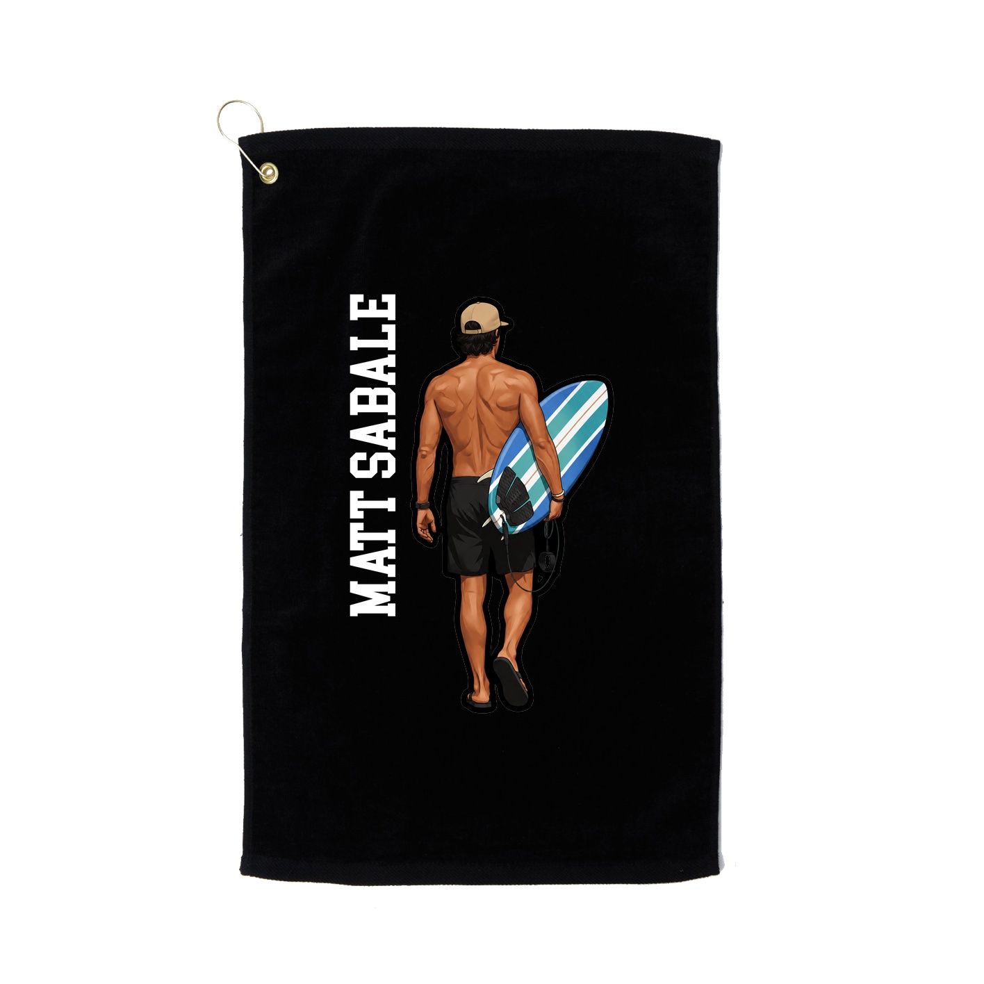 Golf Towel — Name Vertical in Black