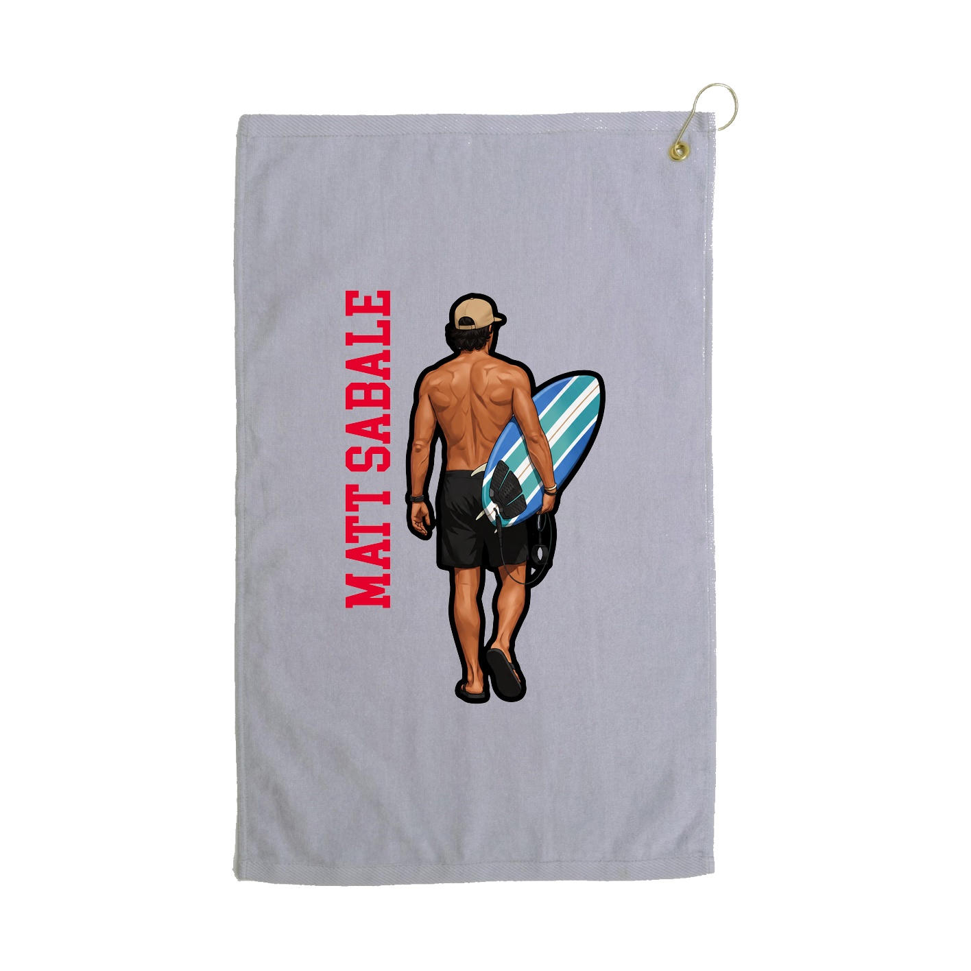 Golf Towel — Name Vertical in Grey