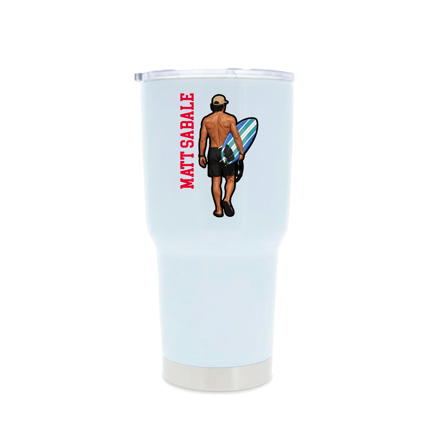 30oz Stainless Steel Tumbler — Name Vertical in White