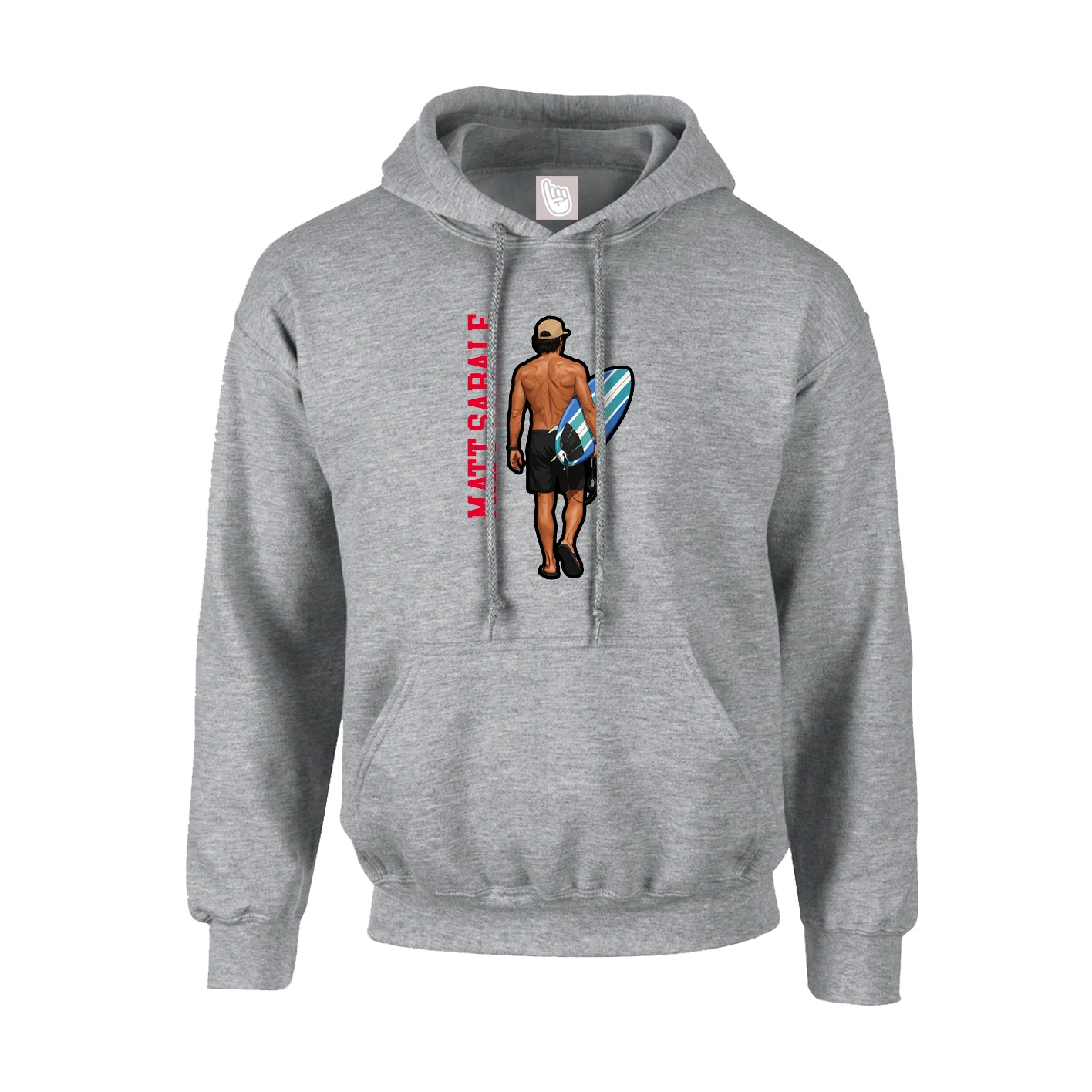 Hoodie — Name Vertical in Grey