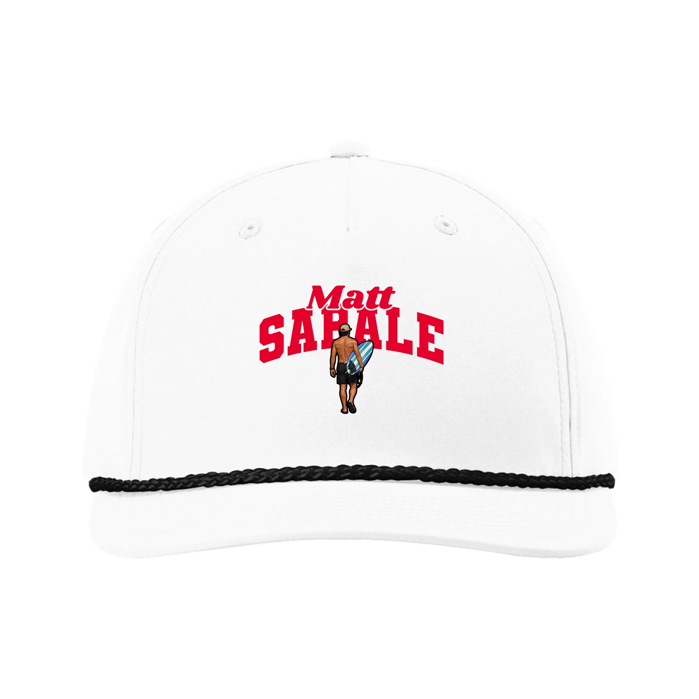 Five-Panel Classic Rope Cap — Signature Arch in White