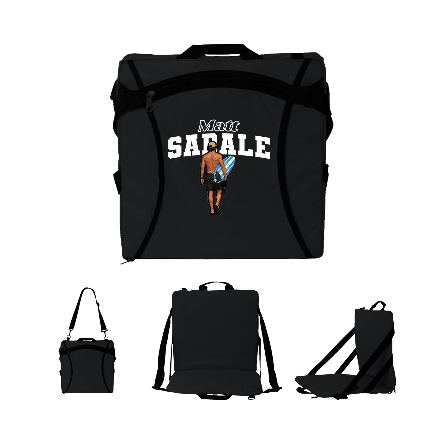 Folding Stadium Seat — Name Arch in Black
