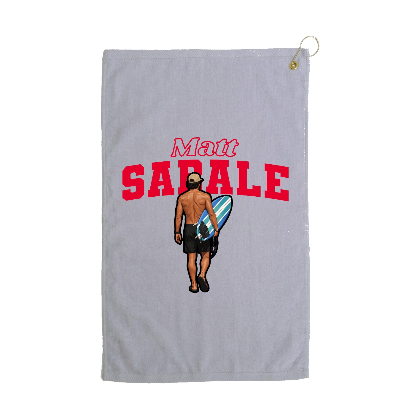 Golf Towel — Name Arch in Grey