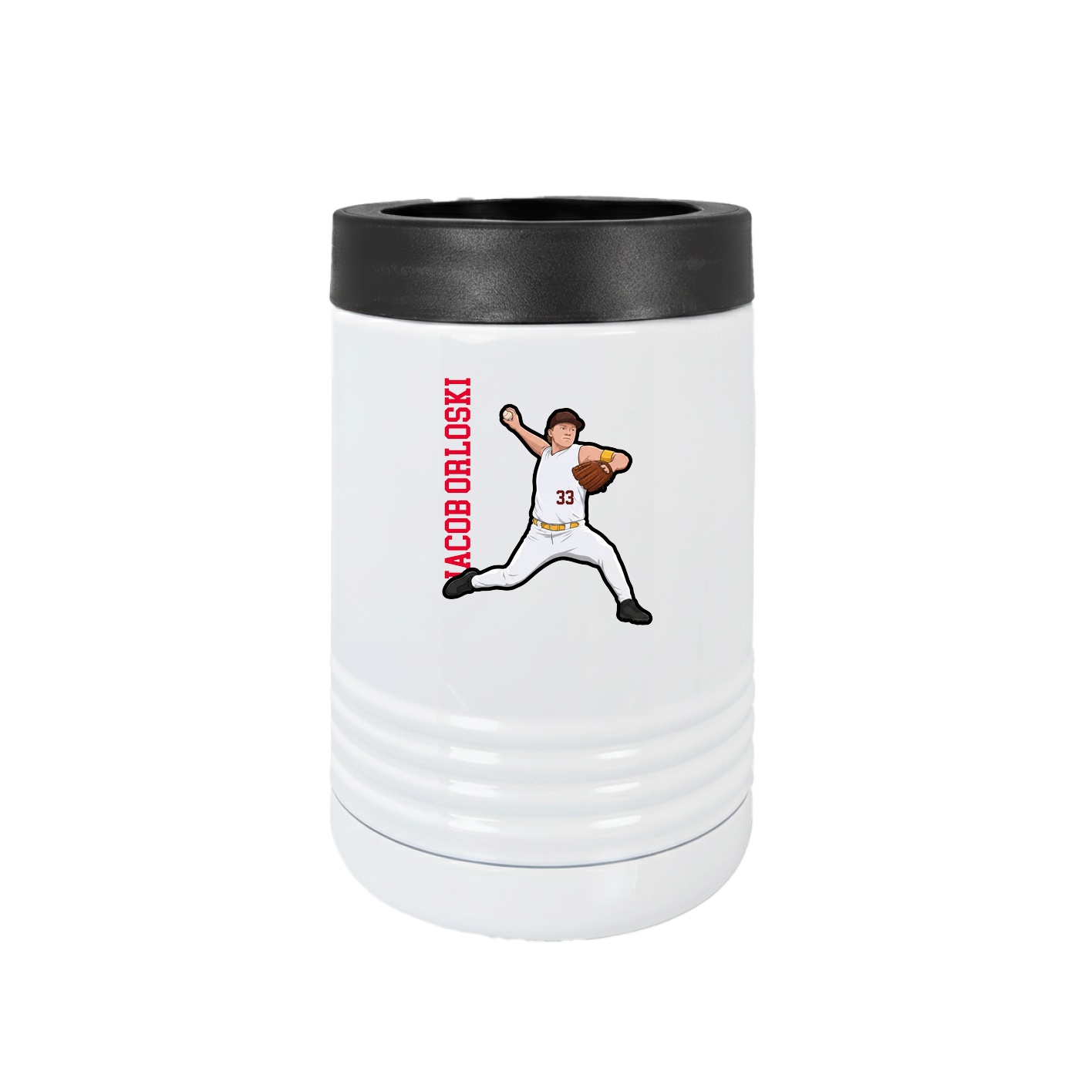 Beverage Holder — Name Vertical in White