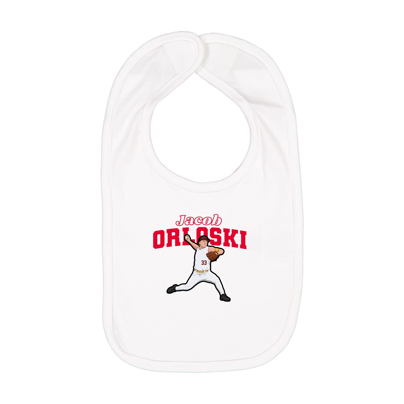 Infant Bib — Name Arch in White