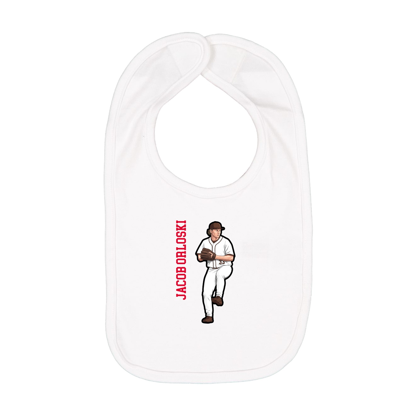 Infant Bib — Name Vertical in White