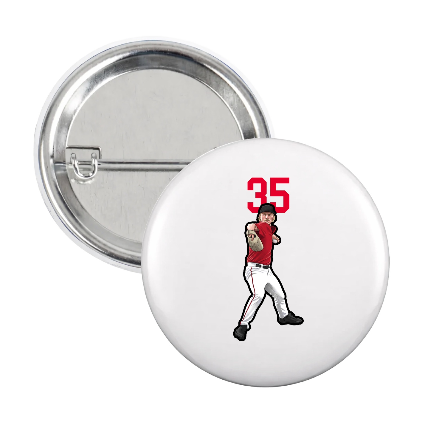 Game Day Button — Number Top in White