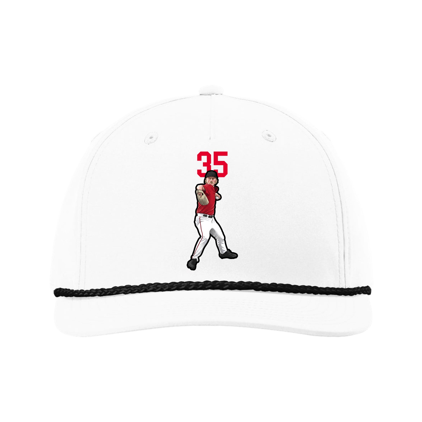 Five-Panel Classic Rope Cap — Number Top in White