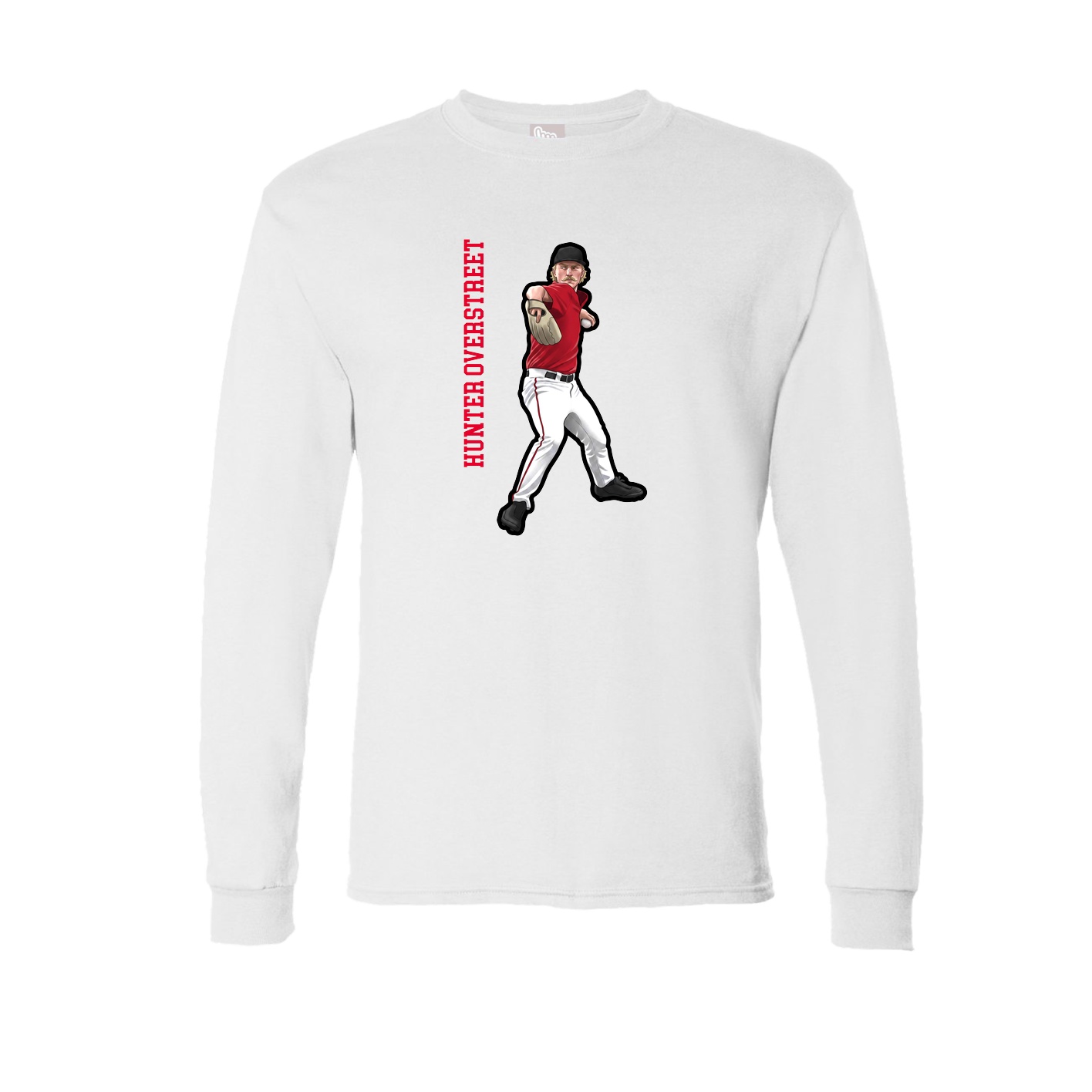 Long Sleeve Tee — Name Vertical in White