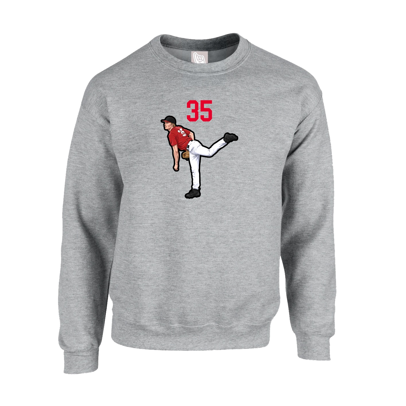 Fleece Crew — Number Top in Grey