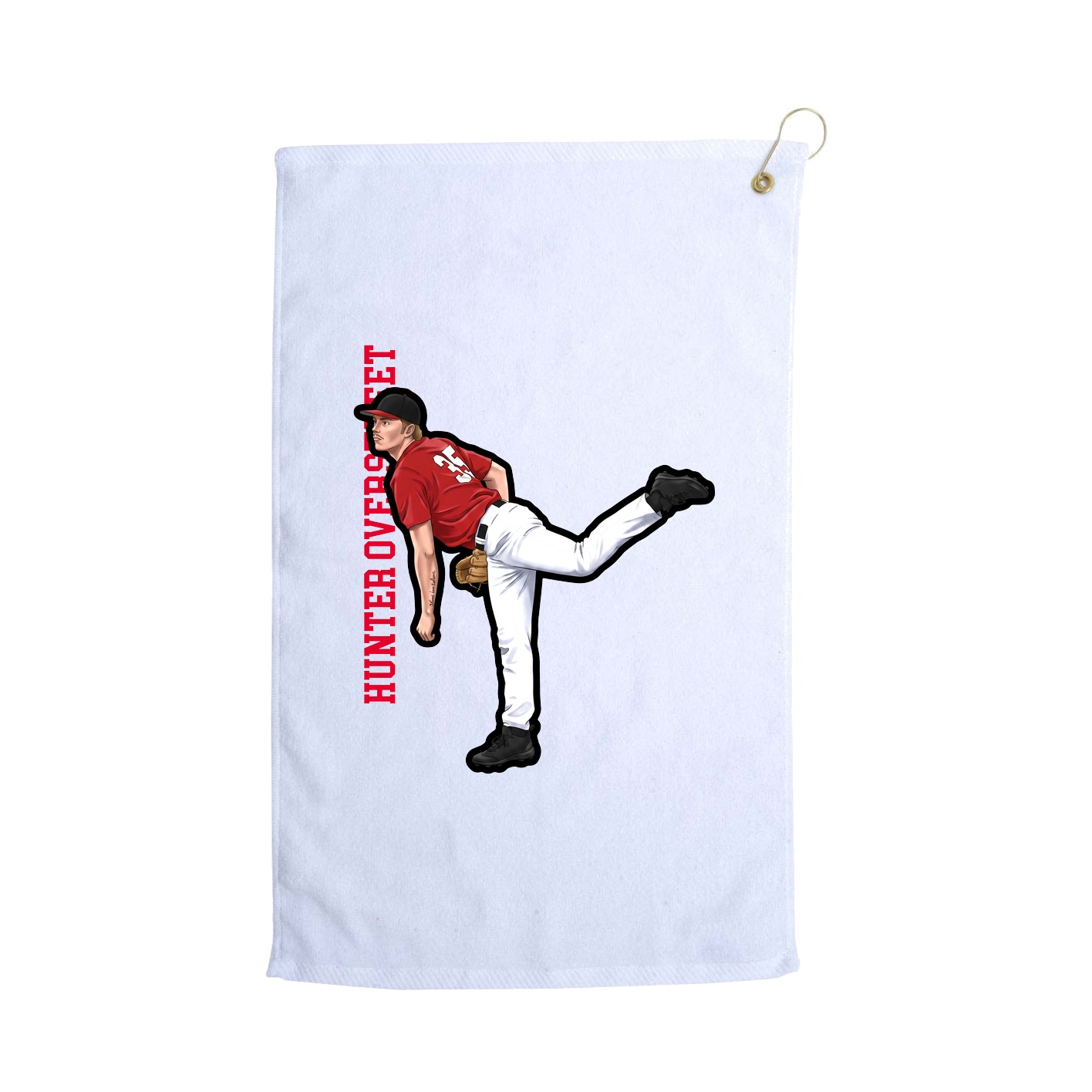 Golf Towel — Name Vertical in White