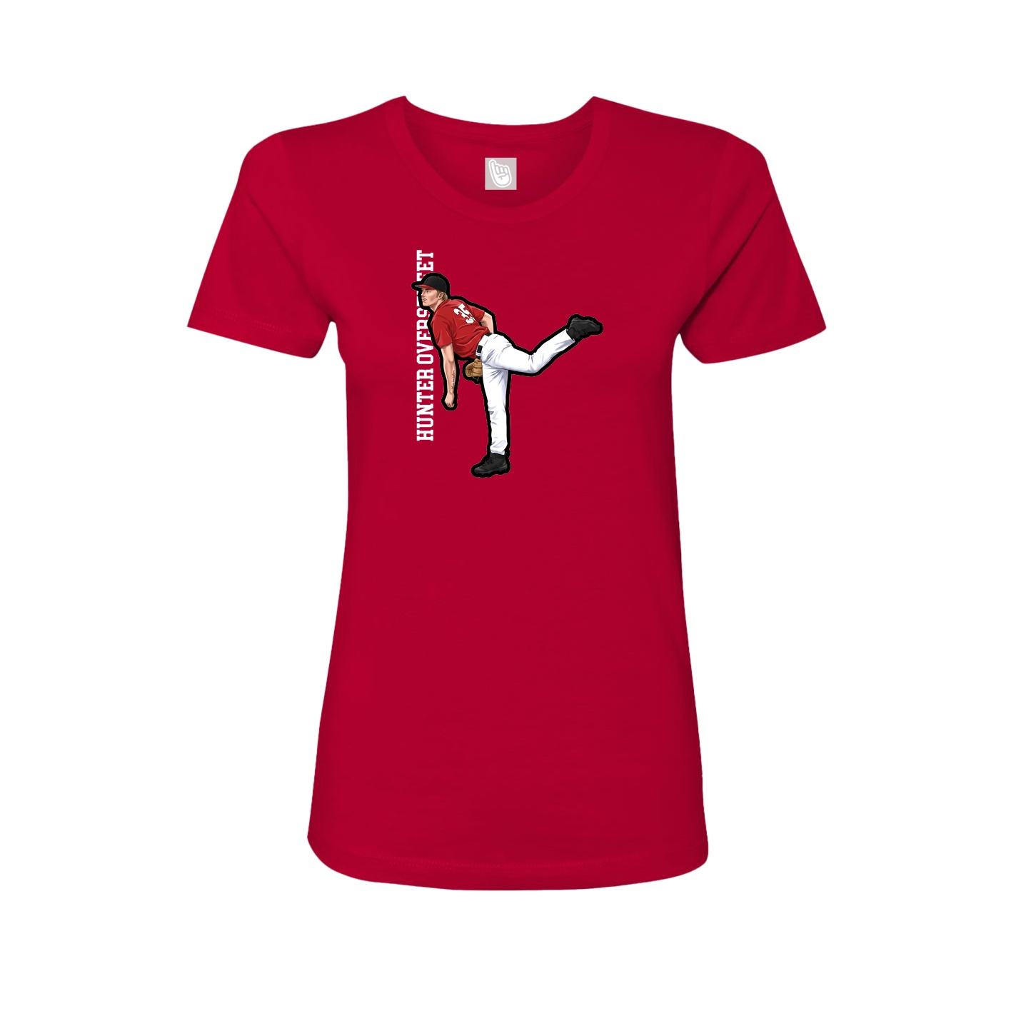 Fitted Women's Tee — Name Vertical in Red