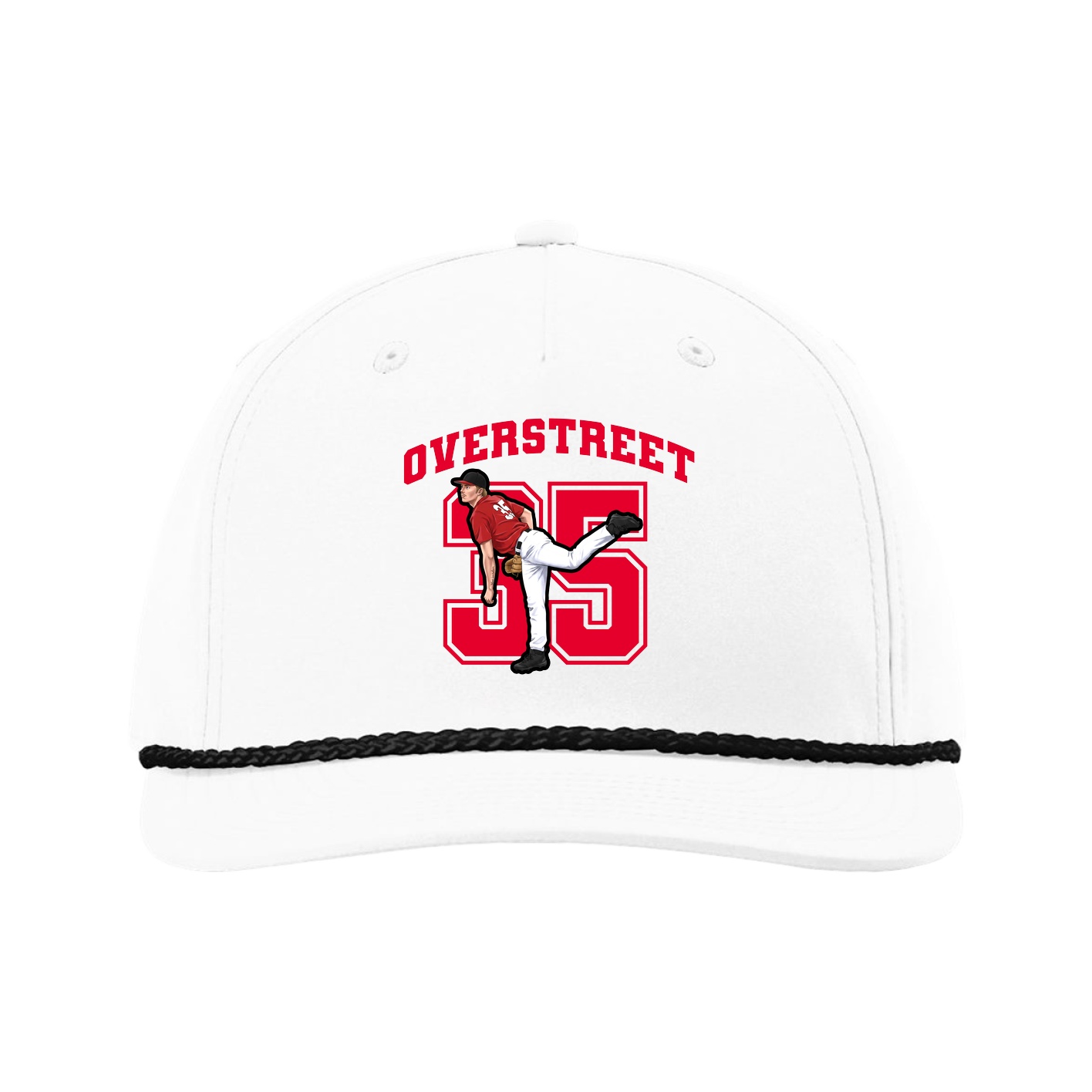 Five-Panel Classic Rope Cap — Number in White